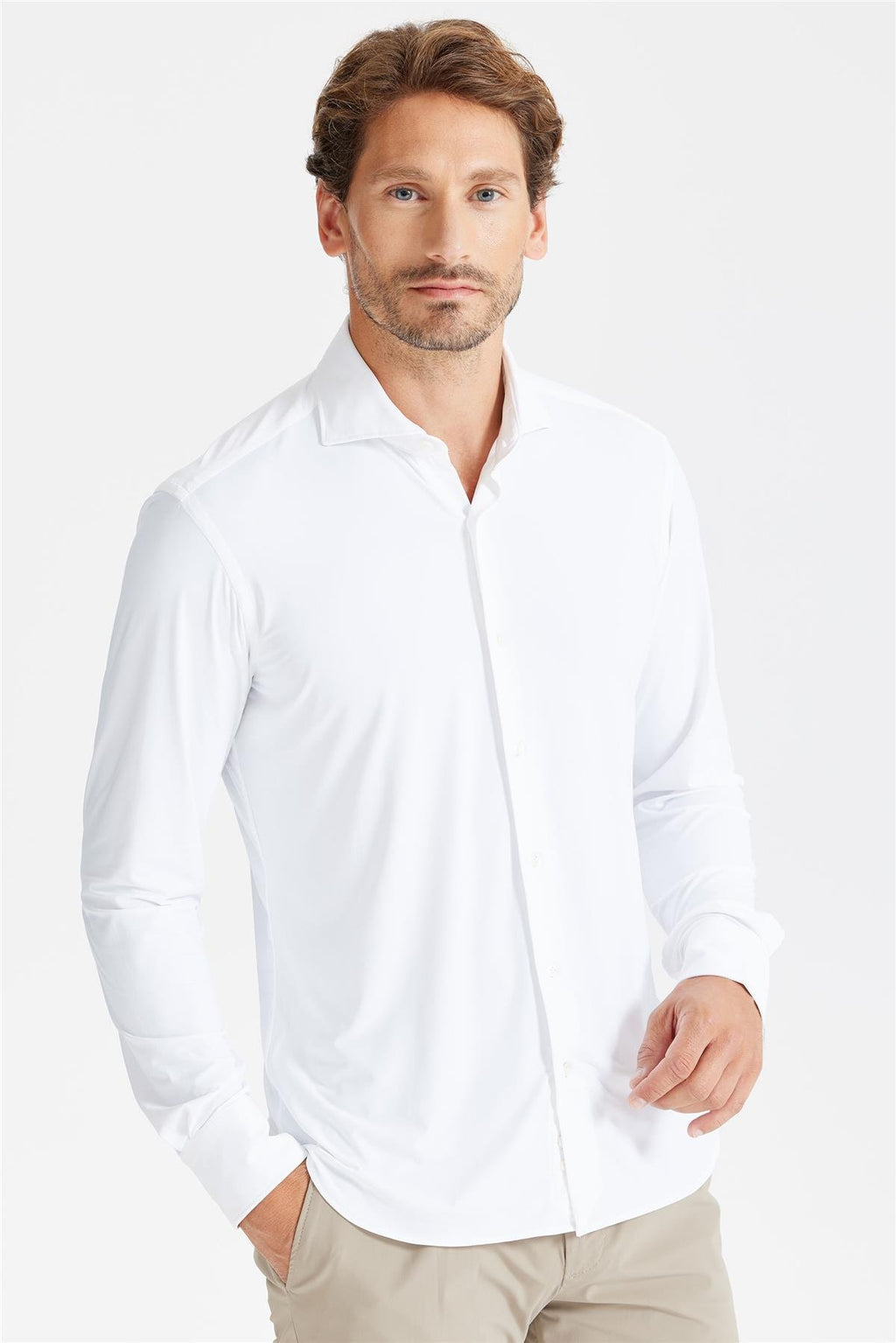 Beyaz Vintage Teknik Kumaş Gömlek - Image 3