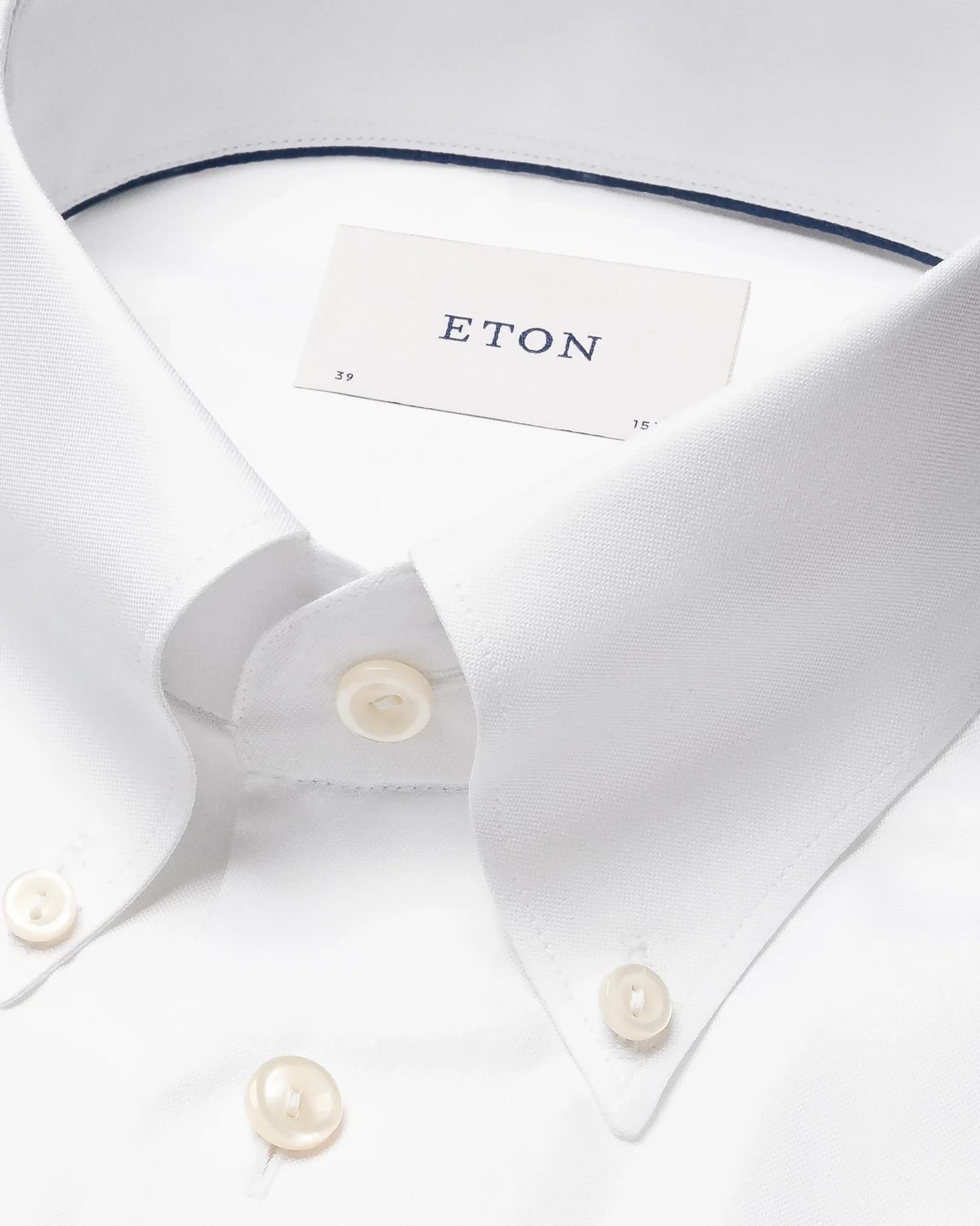 Beyaz Yaka Düğmeli Oxford Pamuk Gömlek - Image 3