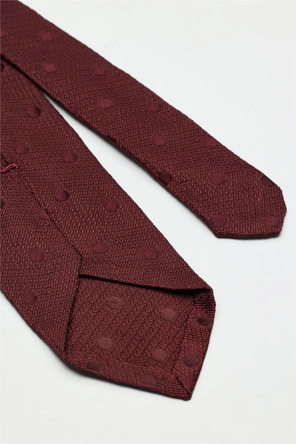 Bordo Puantiyeli Garza İpek Kravat - 4