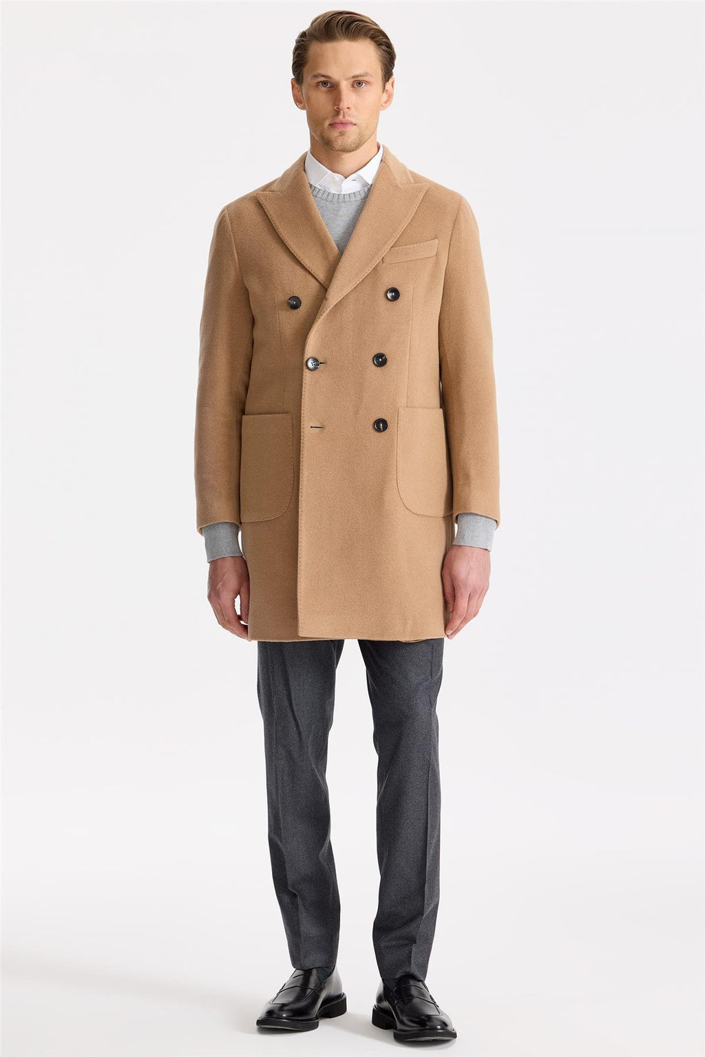 Camel Kruvaze Yün Kaşmir Palto - Image 1