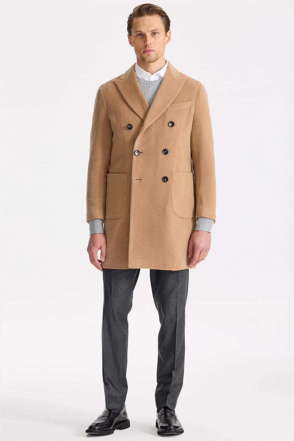 Camel Kruvaze Yün Kaşmir Palto - Image 2