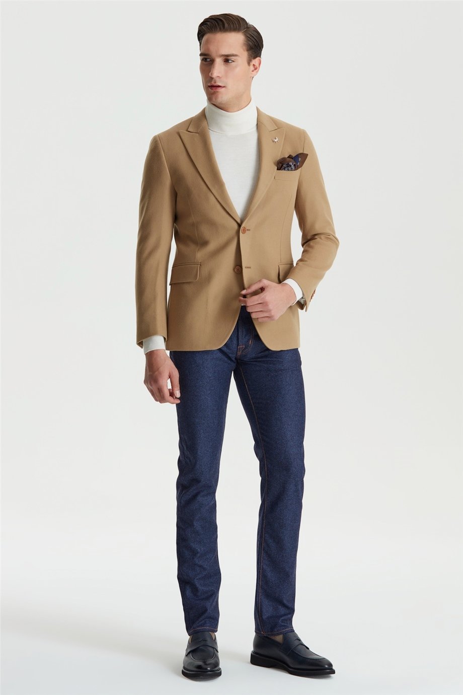 Camel Renk Yün Ceket - Image 4