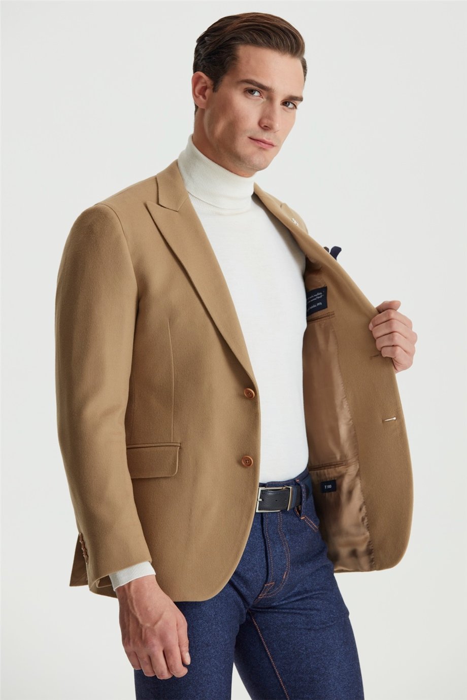 Camel Renk Yün Ceket - Image 2