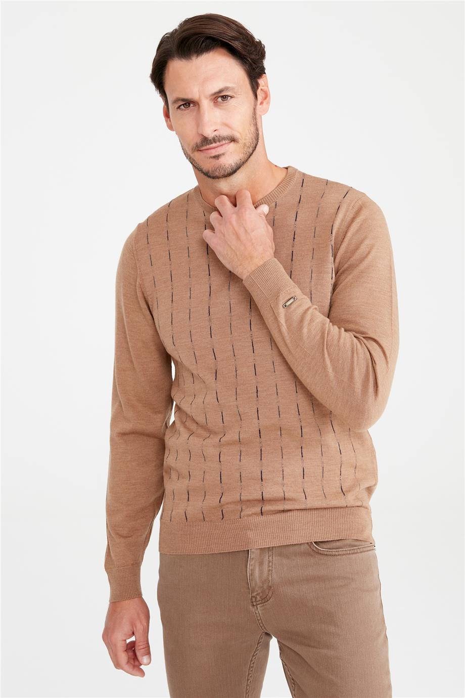 Camel Sıfır Yaka Yün Triko - Image 5