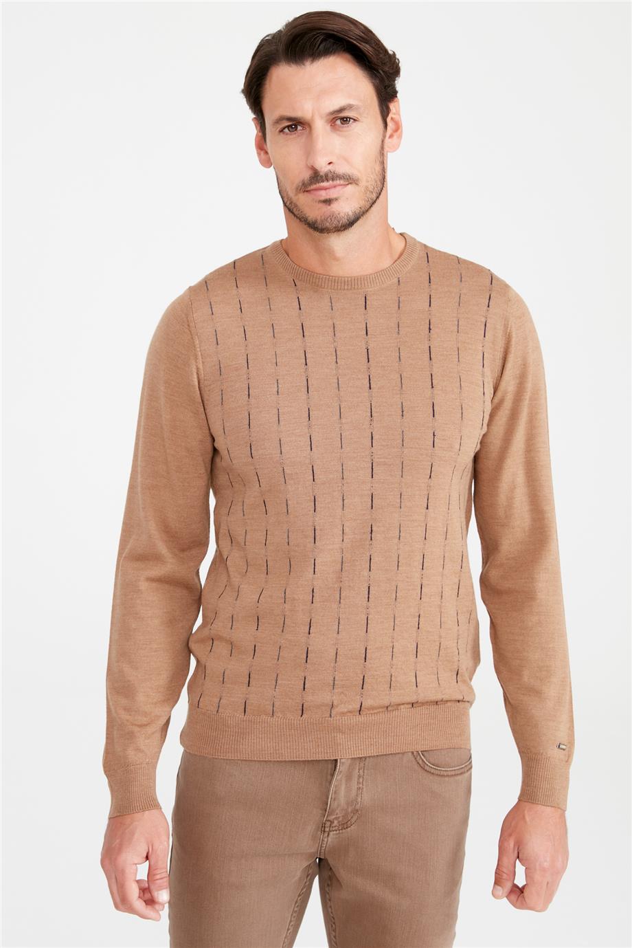 Camel Sıfır Yaka Yün Triko - Image 1