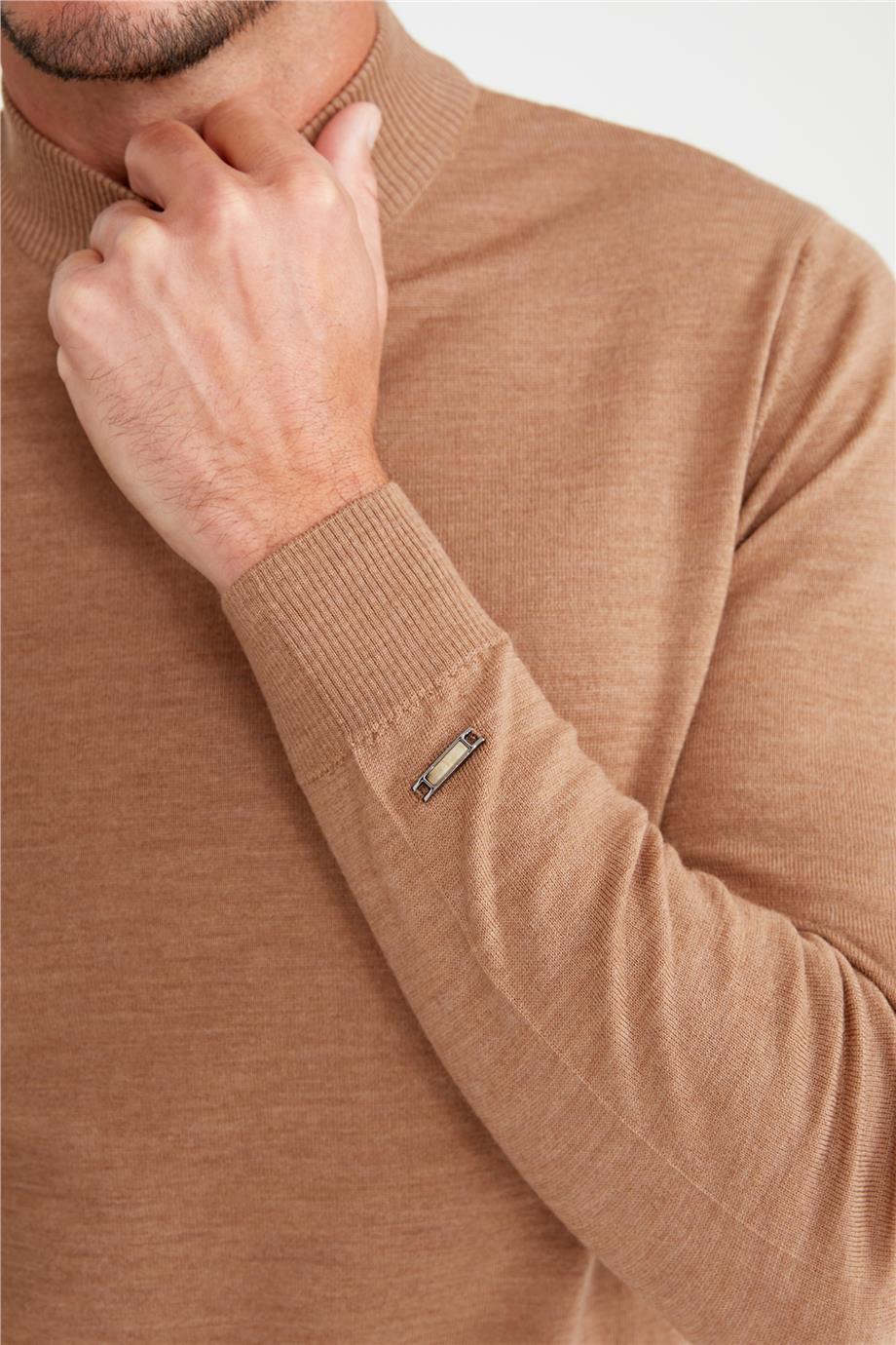 Camel Yarım Balıkçı Yaka Yün Triko - Image 5