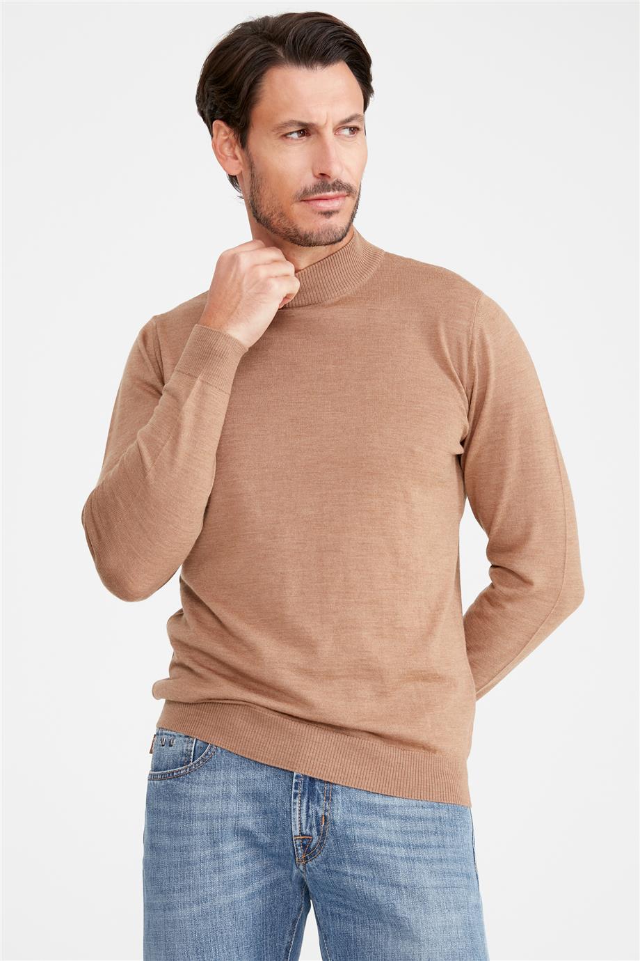 Camel Yarım Balıkçı Yaka Yün Triko - Image 4