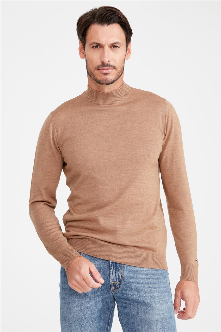 Camel Yarım Balıkçı Yaka Yün Triko - Image 1