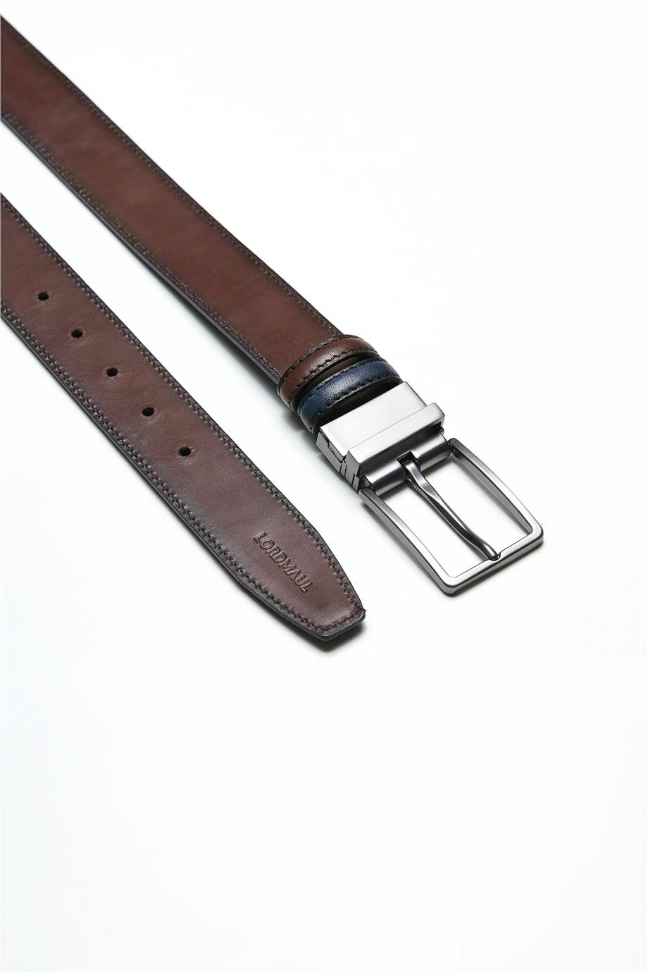 Çift Taraflı Lacivert Kahve Klasik Kemer - Image 2