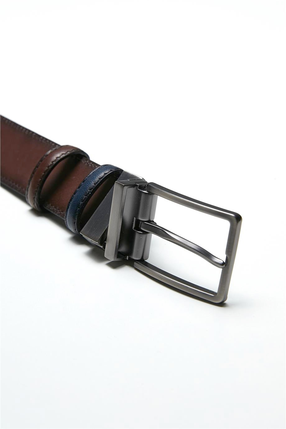 Çift Taraflı Lacivert Kahve Klasik Kemer - Image 3