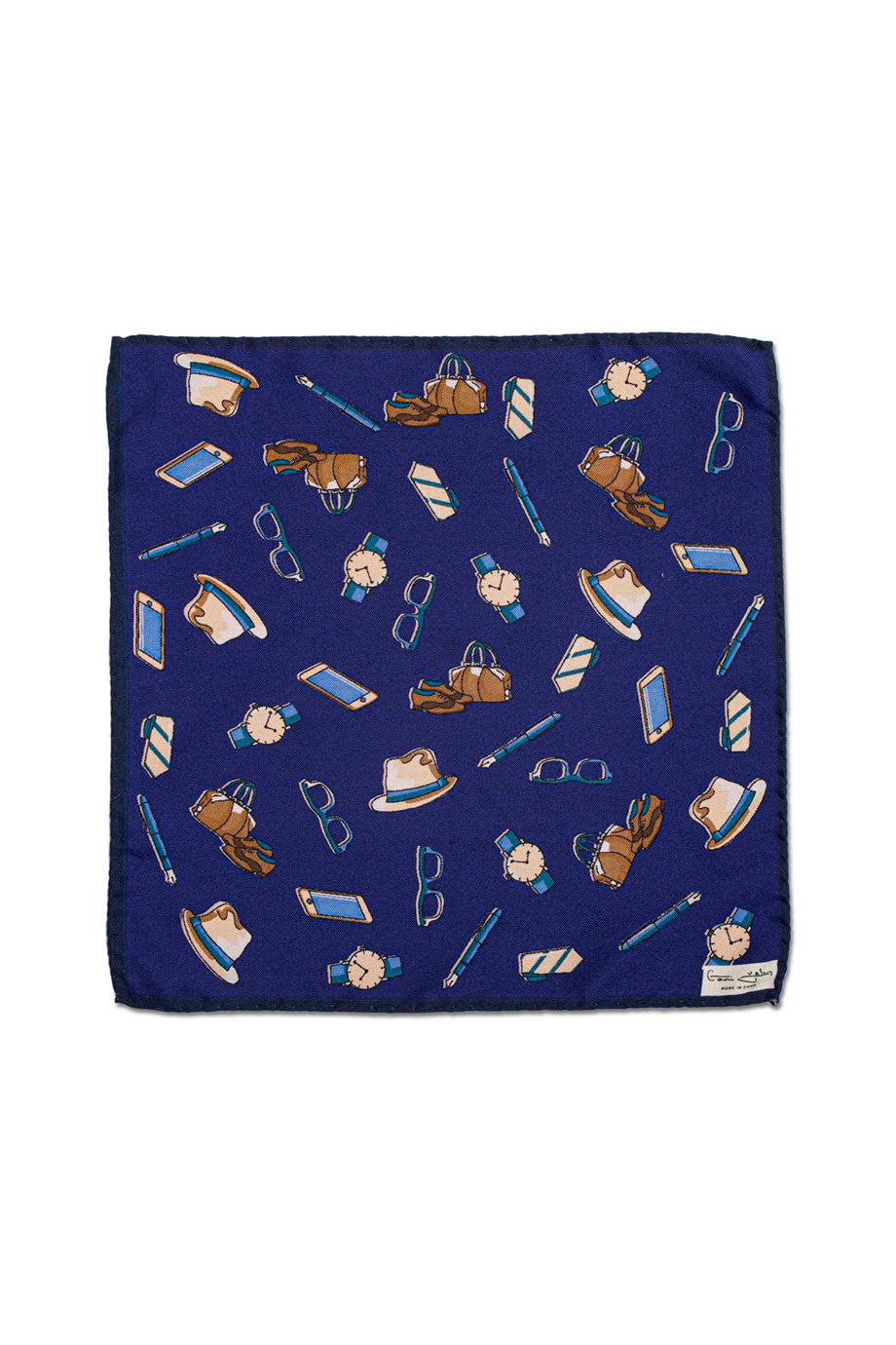 Desenli İpek Cep Mendili - 199