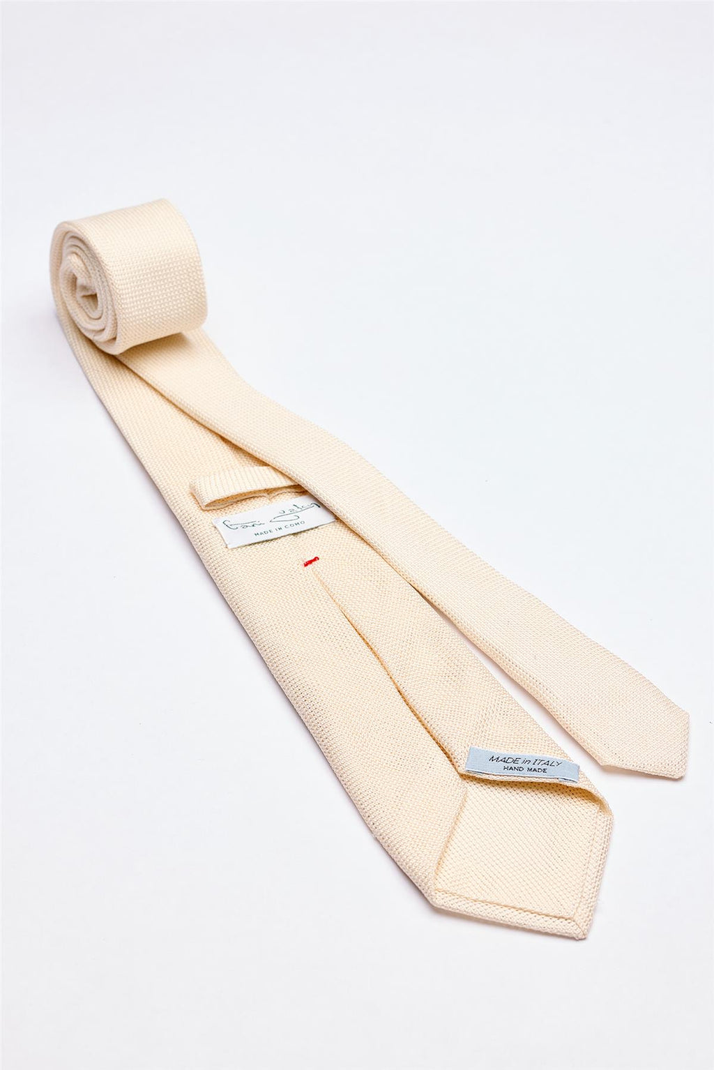 Ekru 7 Fold Örgü İpek Kravat - Image 2