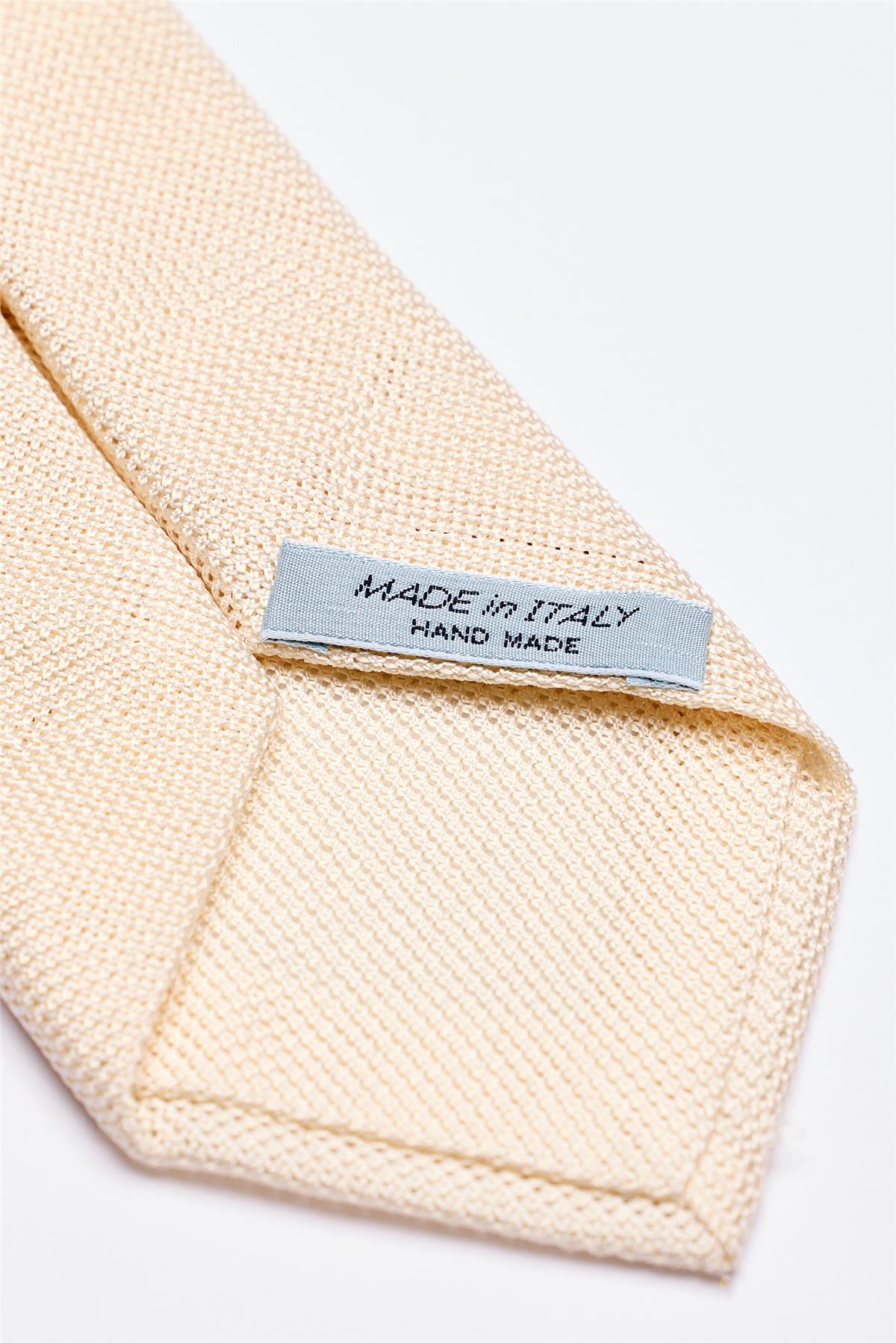 Ekru 7 Fold Örgü İpek Kravat - Image 4