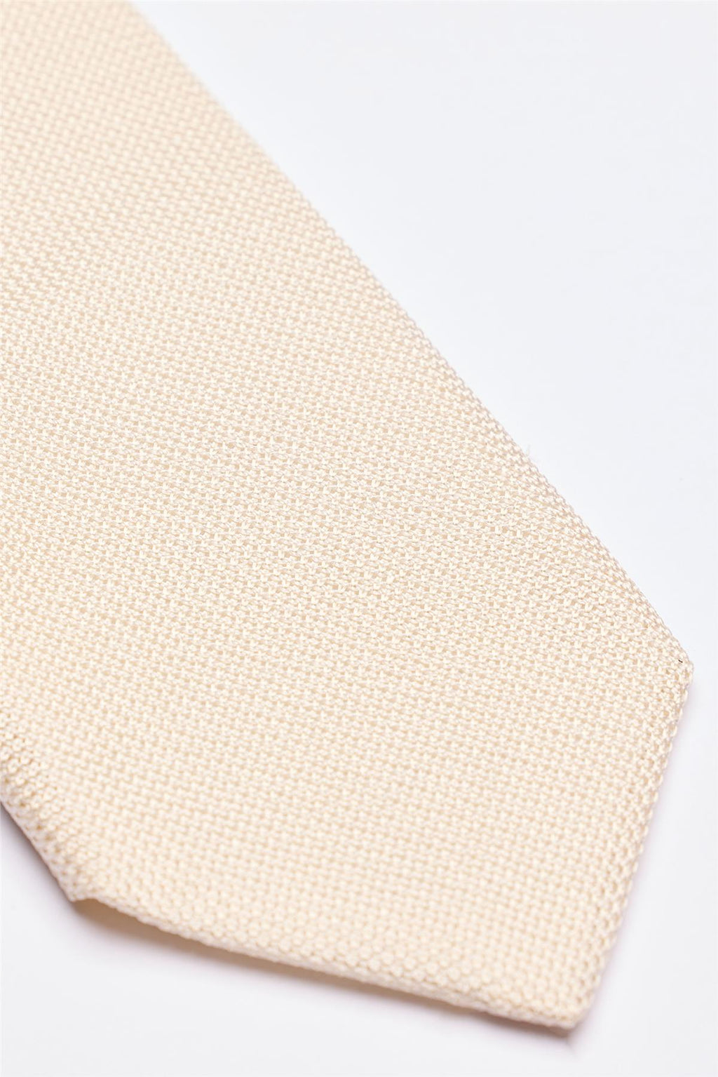 Ekru 7 Fold Örgü İpek Kravat - Image 3