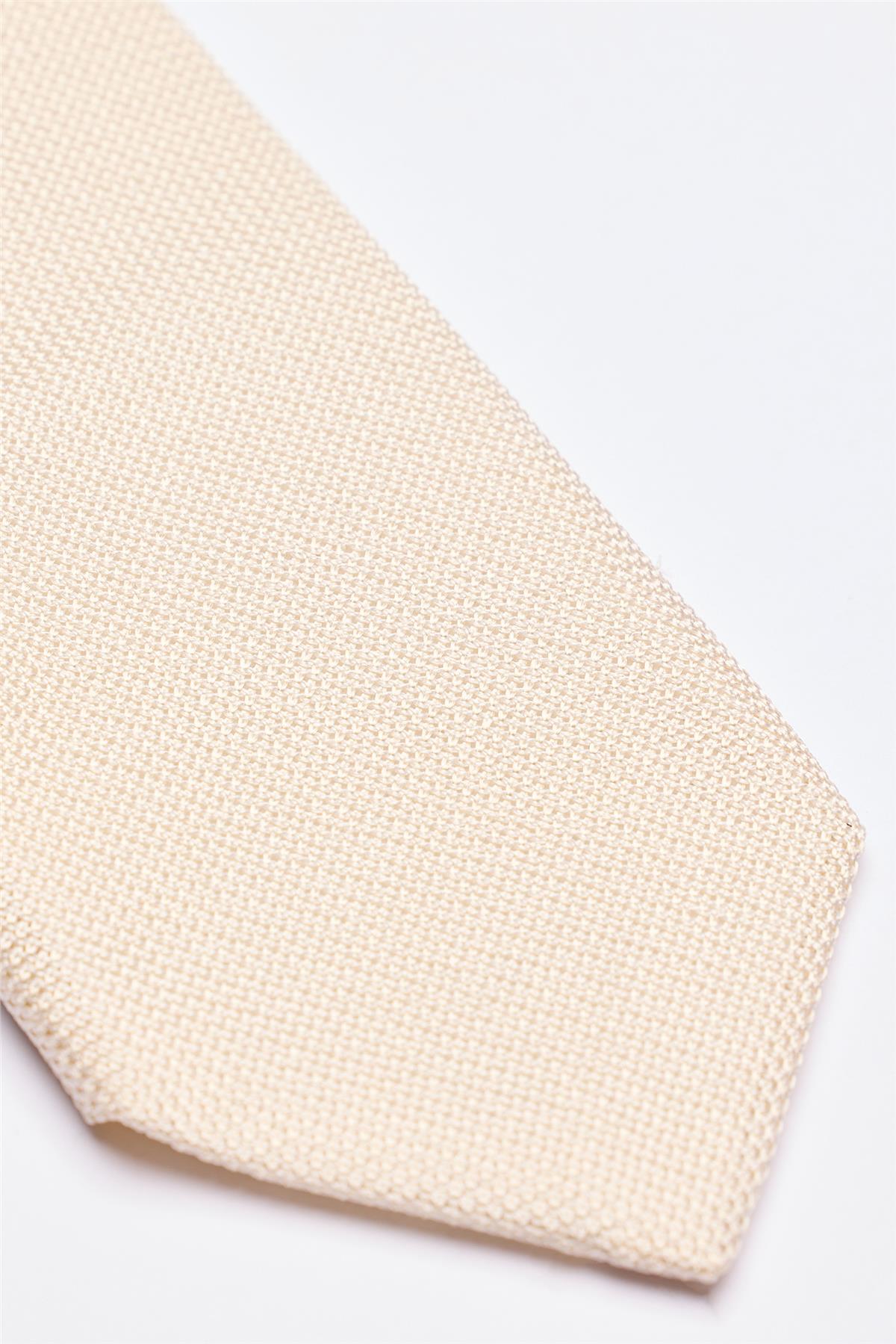 Ekru 7 Fold Örgü İpek Kravat - Image 3