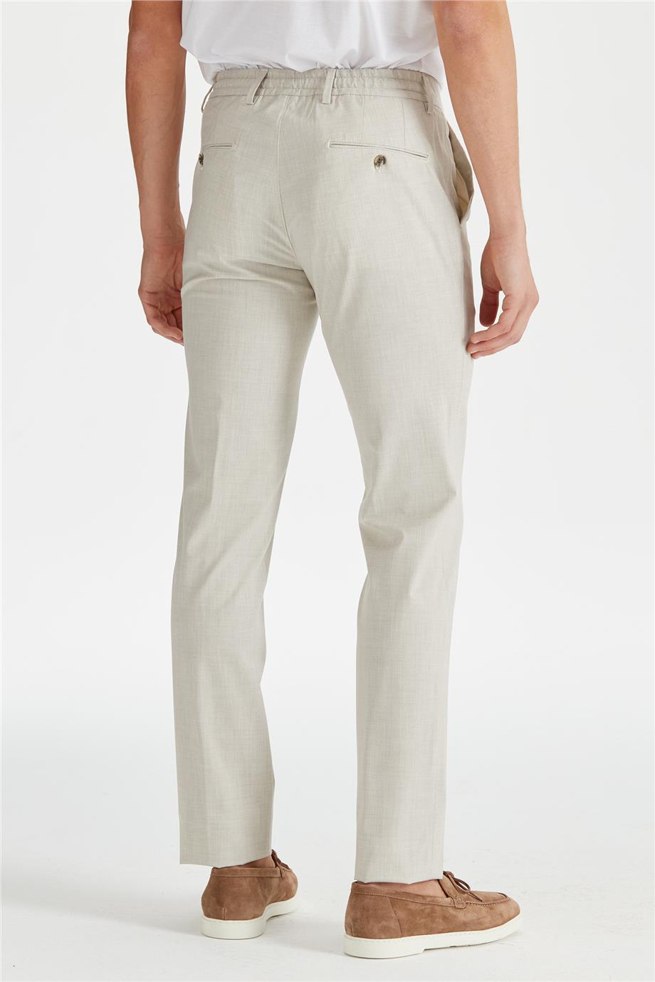 Ekru Beli Bağcıklı Erkek Pantolon - 6