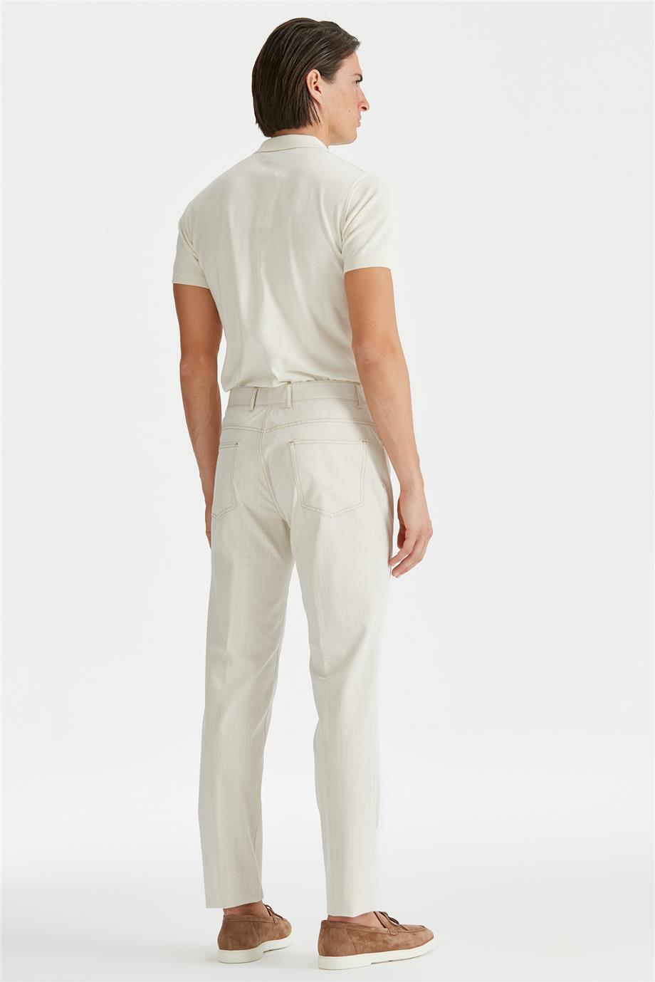 Ekru Erkek Denim Pantolon - 6