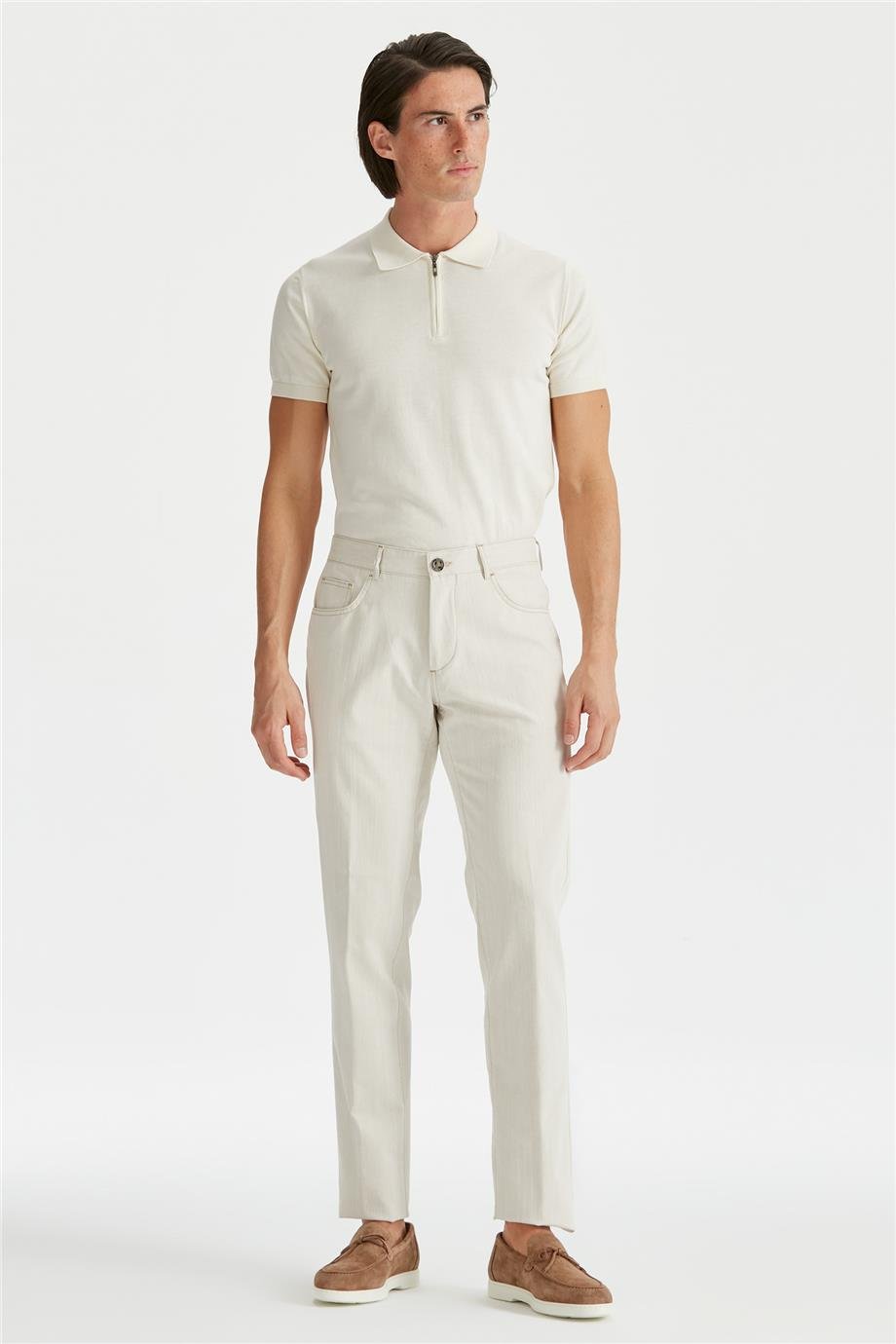 Ekru Erkek Denim Pantolon - Image 2