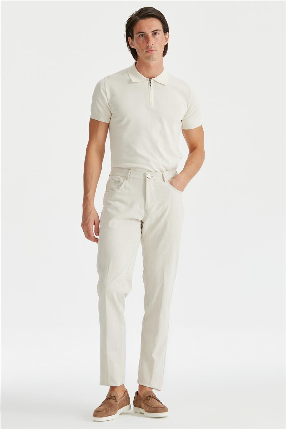 Ekru Erkek Denim Pantolon - Image 4