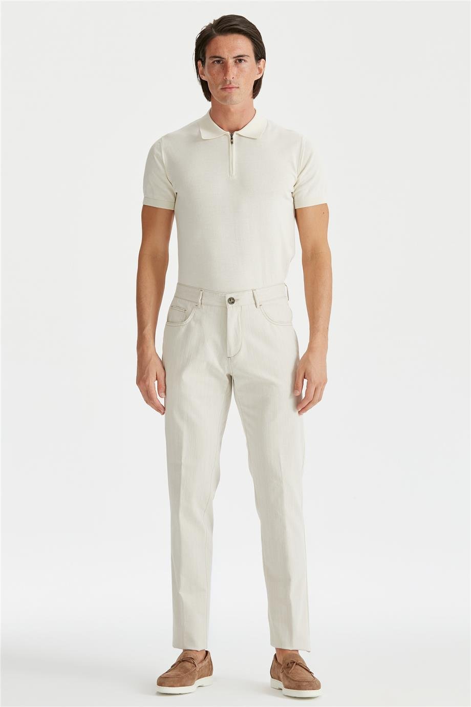 Ekru Erkek Denim Pantolon - Image 1