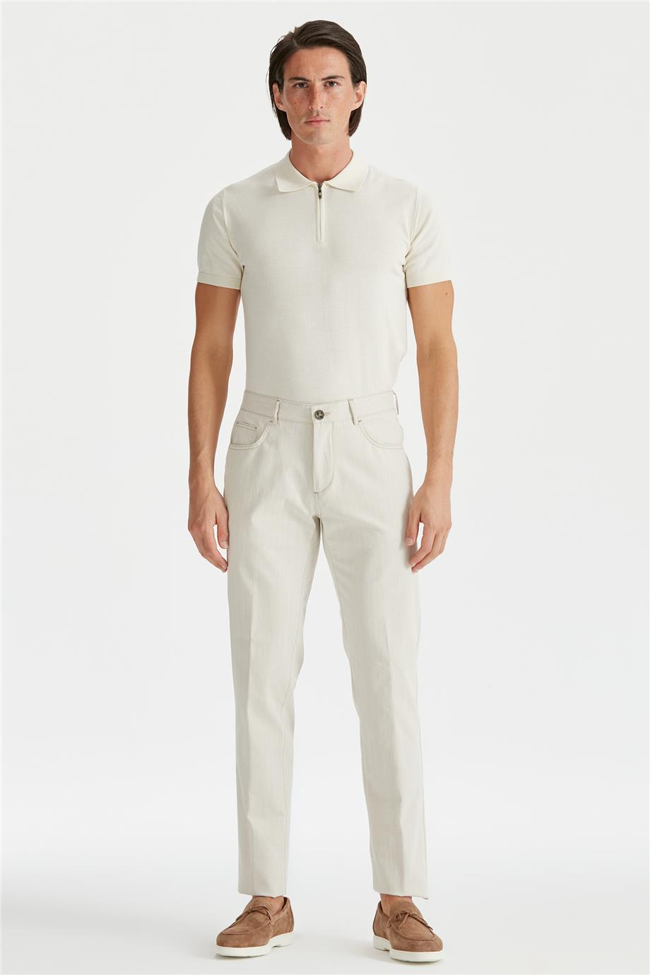 Ekru Erkek Denim Pantolon - 1