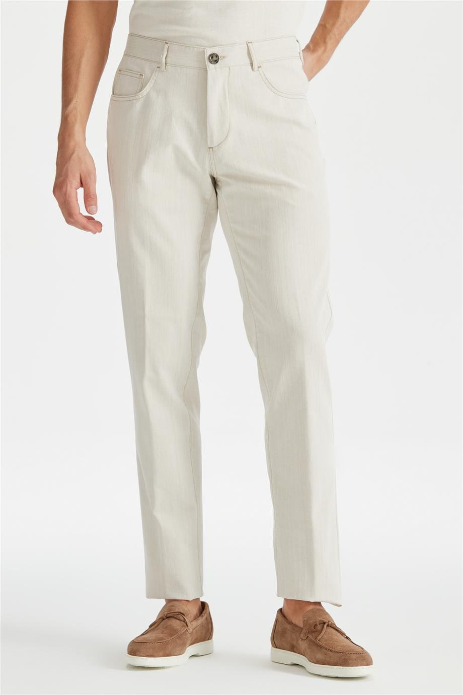 Ekru Erkek Denim Pantolon - Image 3