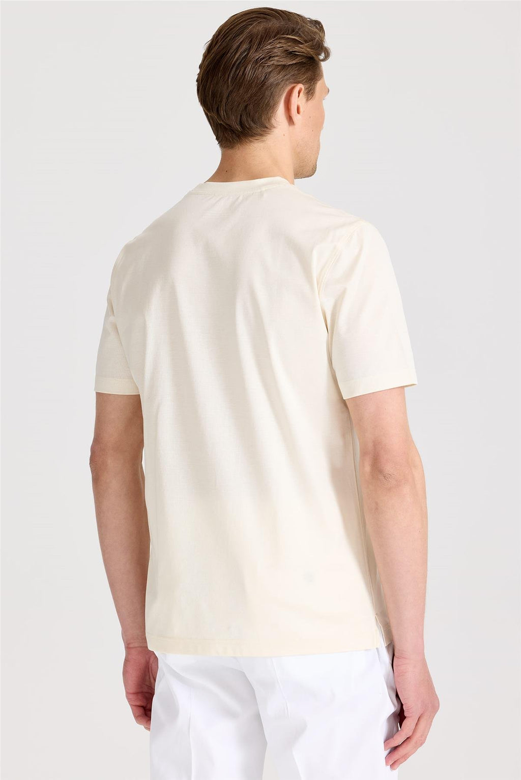 Ekru Filo Di Scozia Pamuk  T-Shirt - Image 5