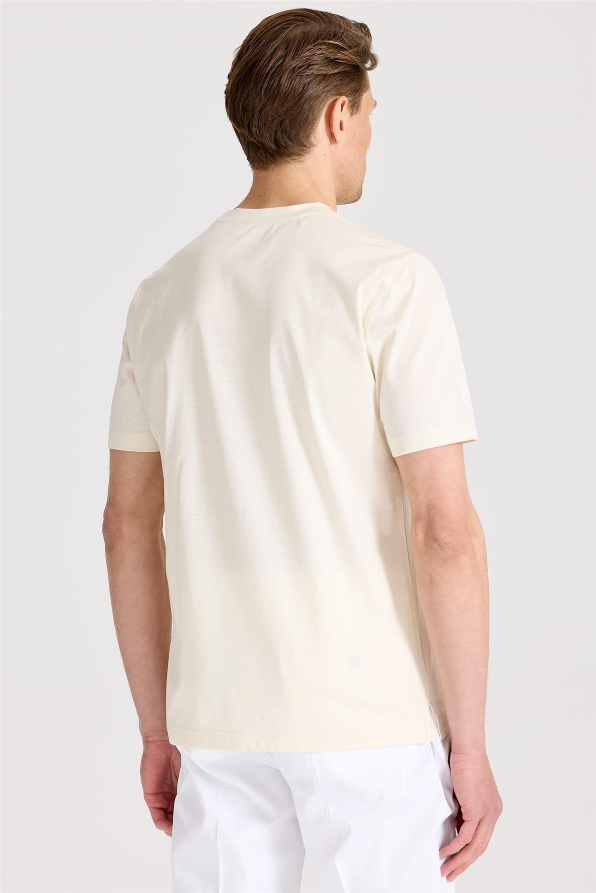 Ekru Filo Di Scozia Pamuk  T-Shirt - Image 5