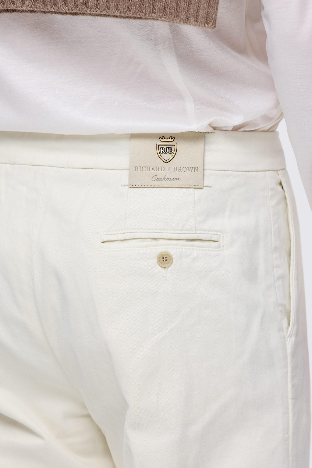 Ekru Pamuk Kaşmir Bağcıklı Chino Pantolon - 9