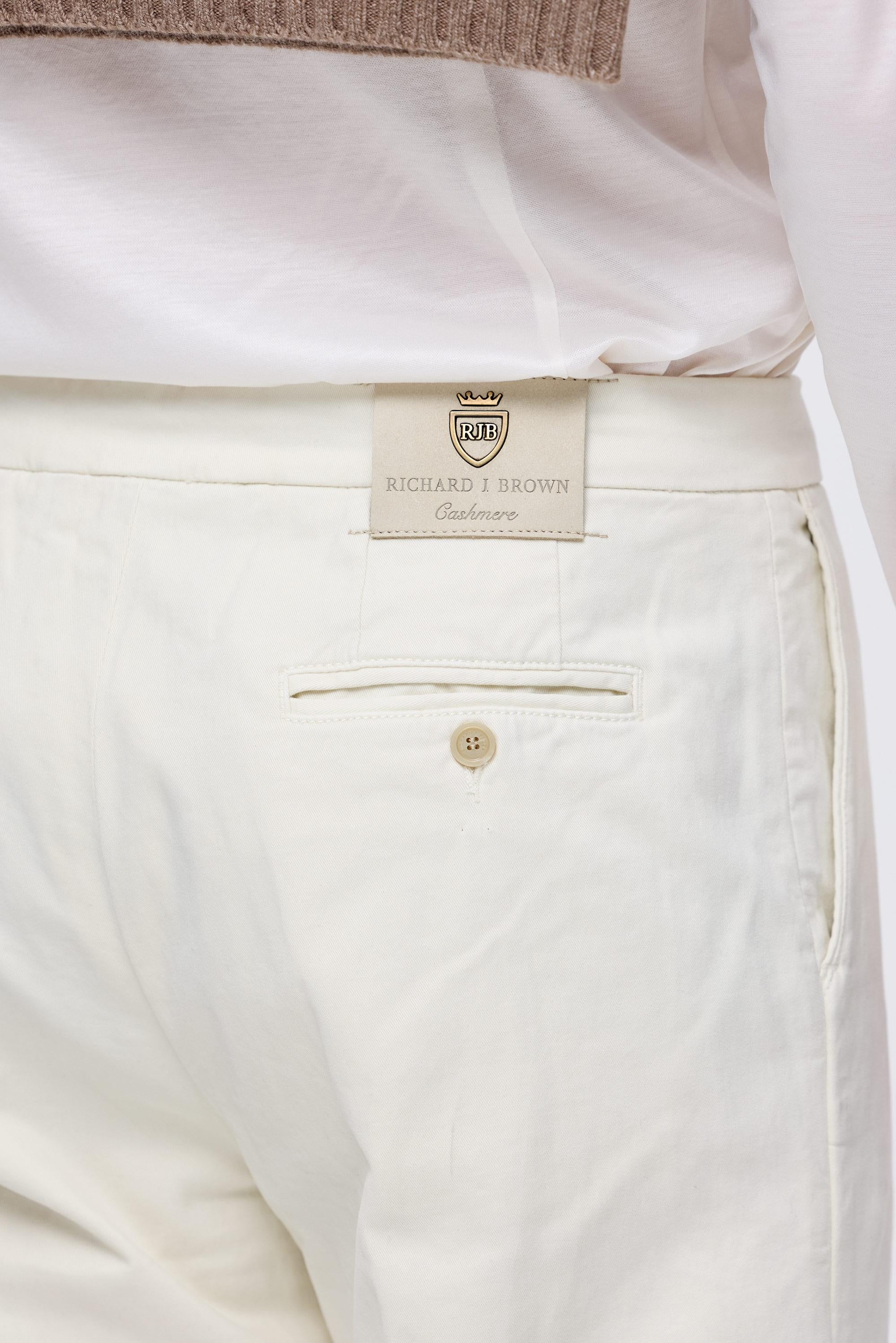 Ekru Pamuk Kaşmir Bağcıklı Chino Pantolon - 9