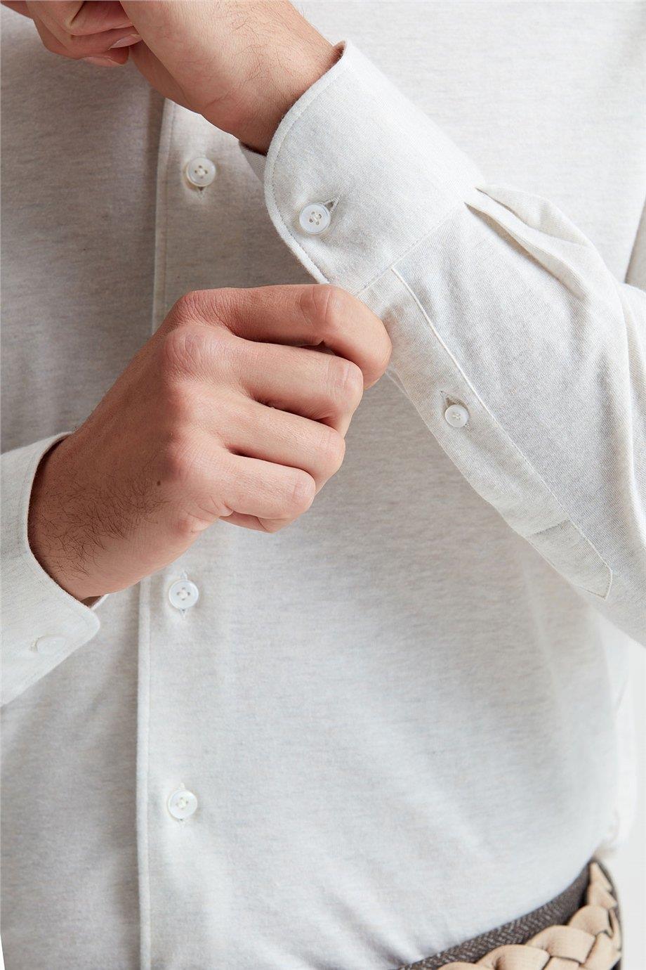 Ekru Pamuk Kaşmir Gömlek - Image 4