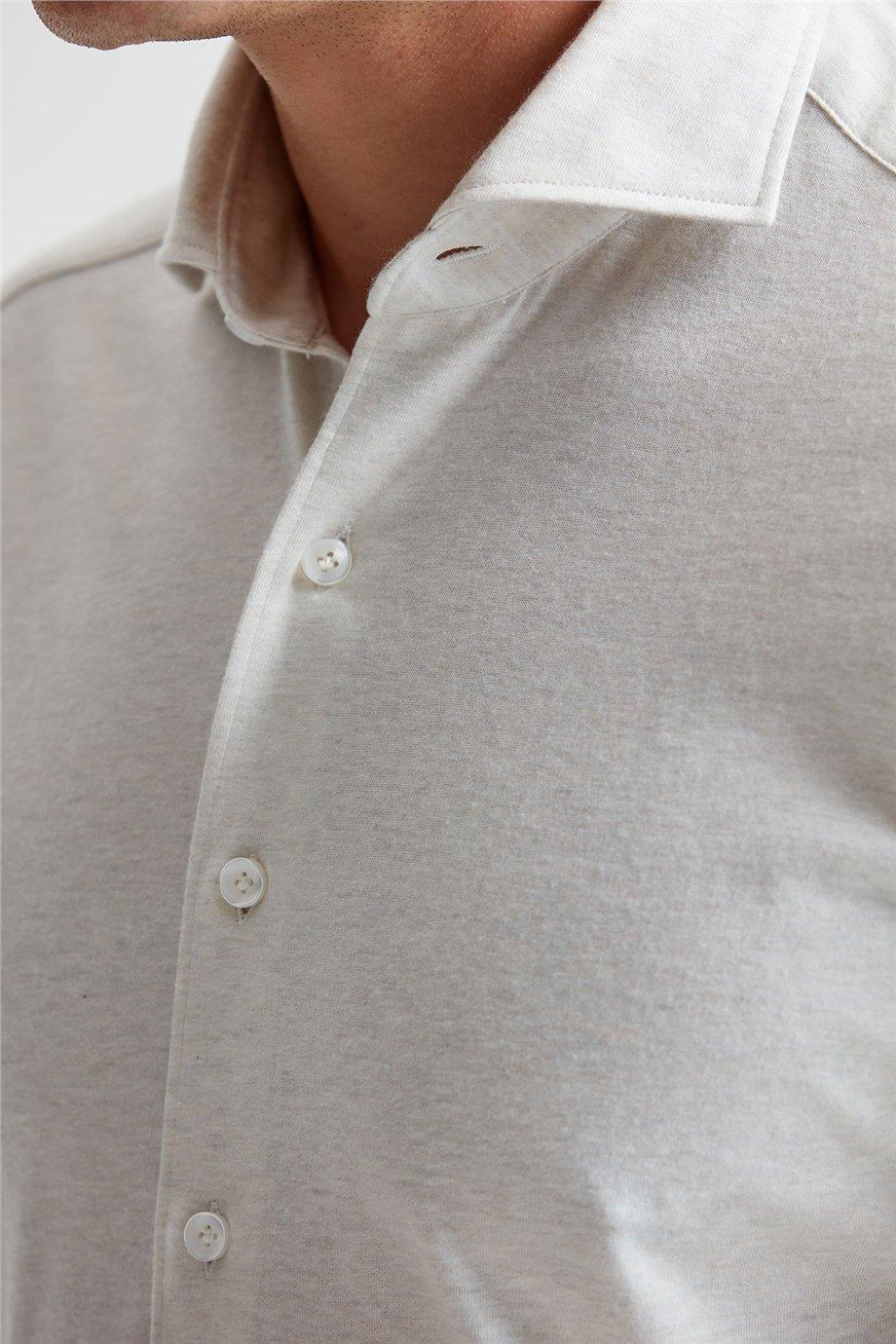 Ekru Pamuk Kaşmir Gömlek - Image 3