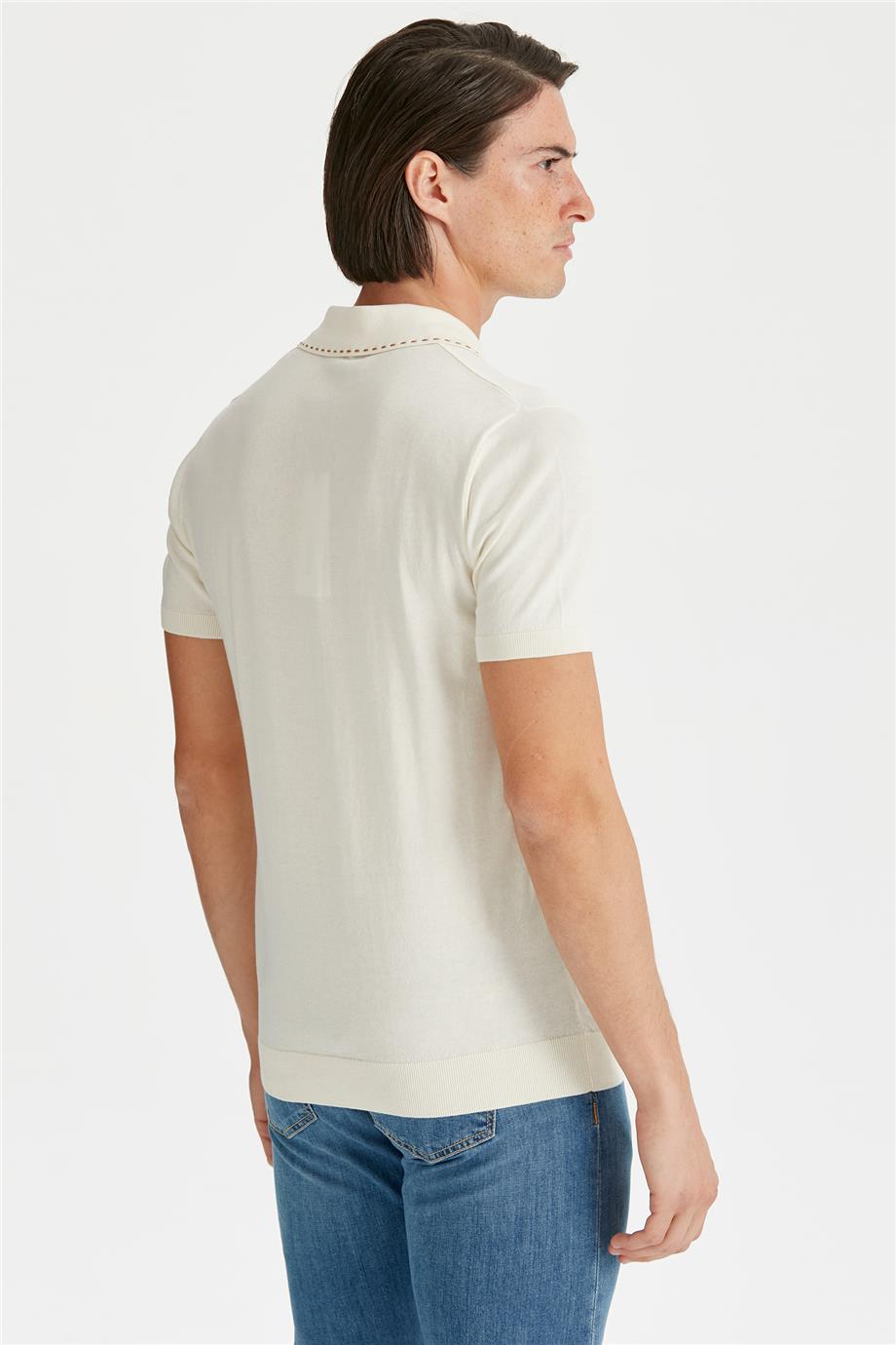 Ekru Polo Yaka Pamuk Triko - Image 5