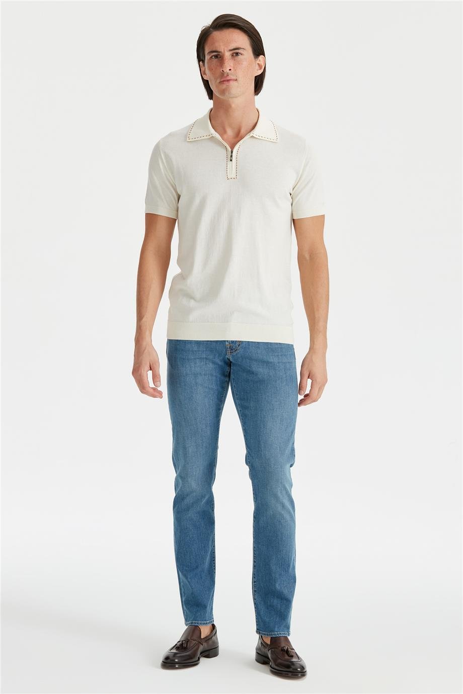 Ekru Polo Yaka Pamuk Triko - Image 2