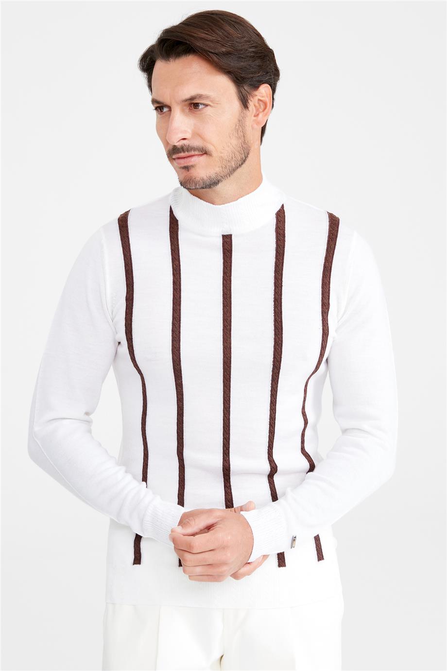Ekru Polo Yaka Yün Triko - 8