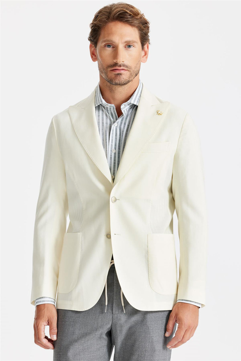 Ekru Yün Keten Blazer - Image 1