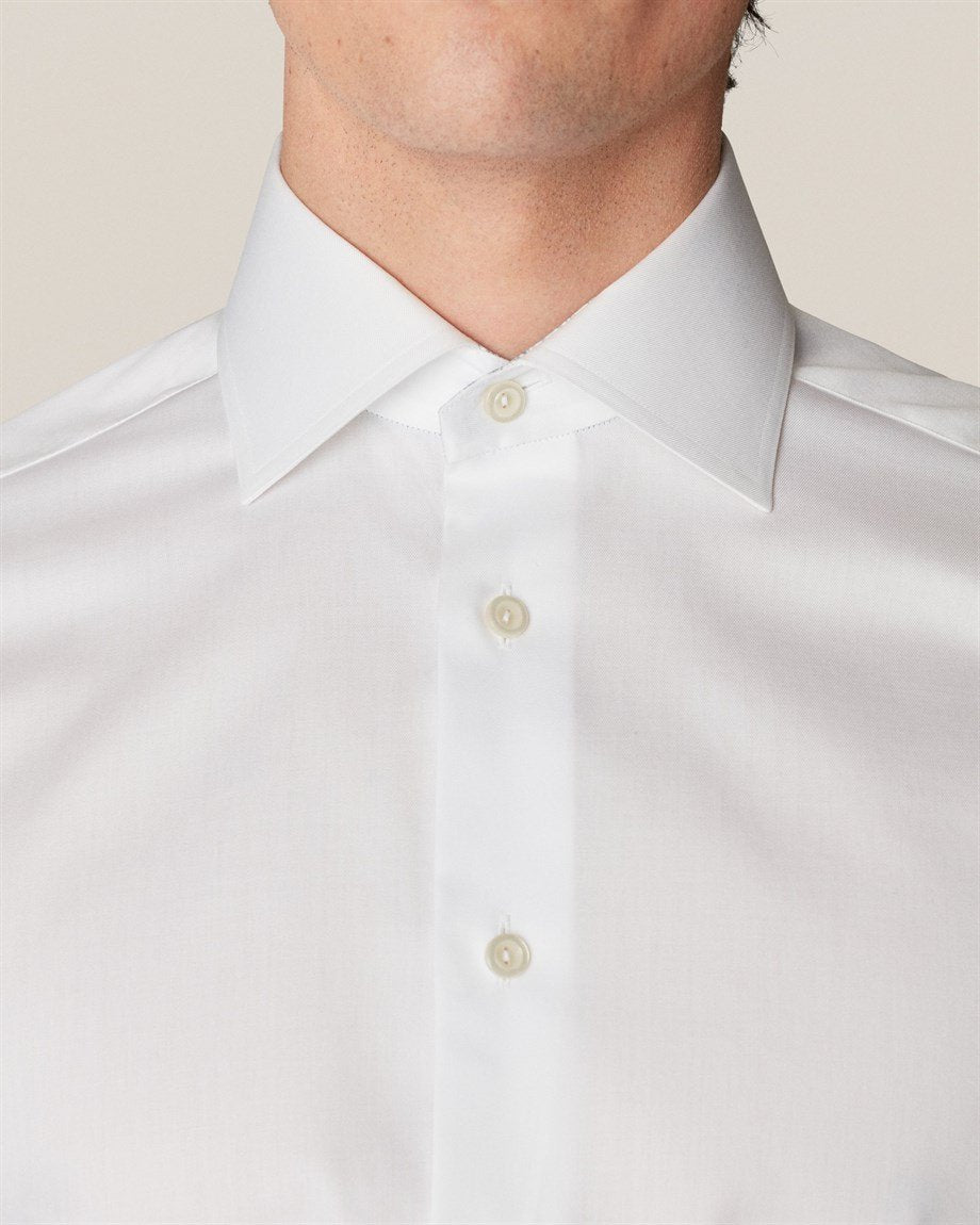 Eton Yaka İçi Ağaç Desenli Beyaz Gömlek - Image 3