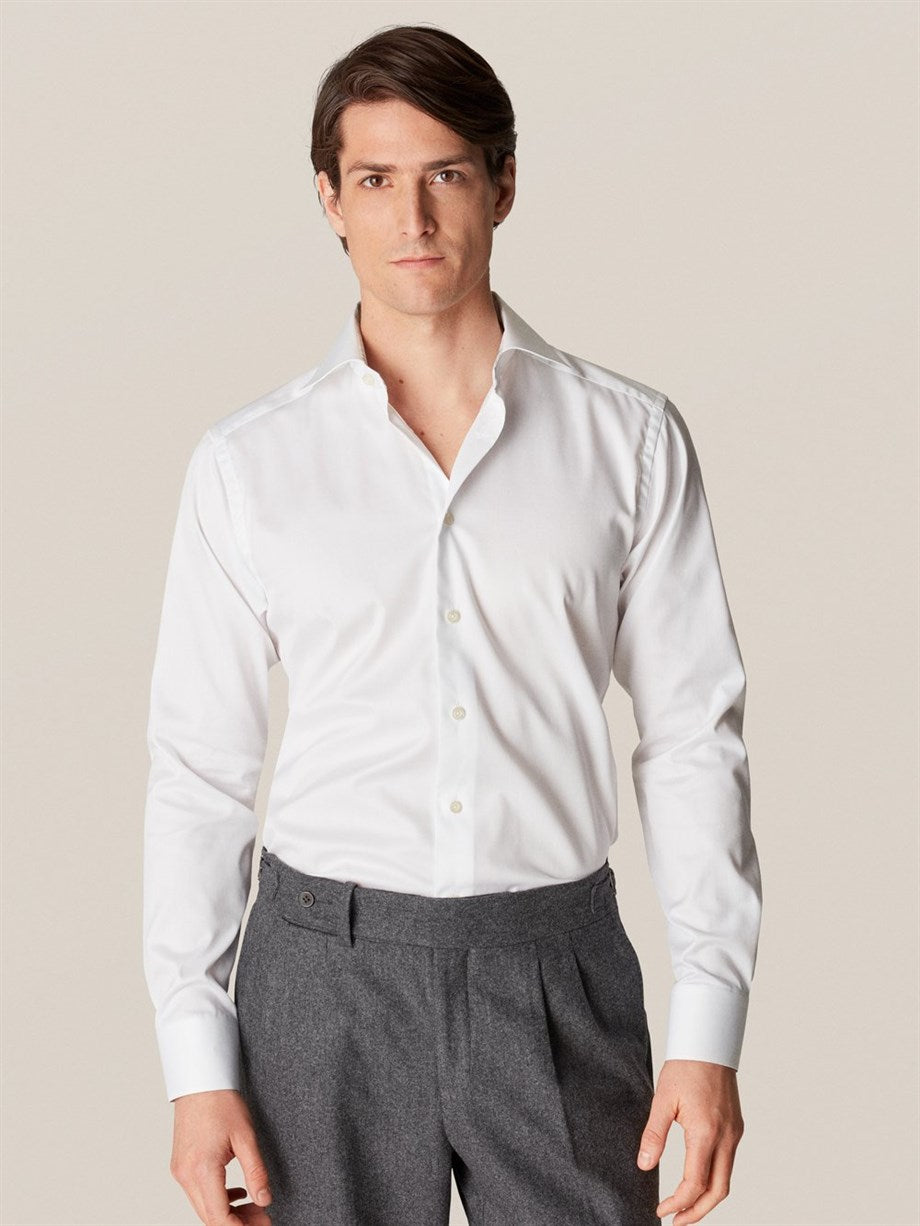 Eton Yaka İçi Ağaç Desenli Beyaz Gömlek - Image 2