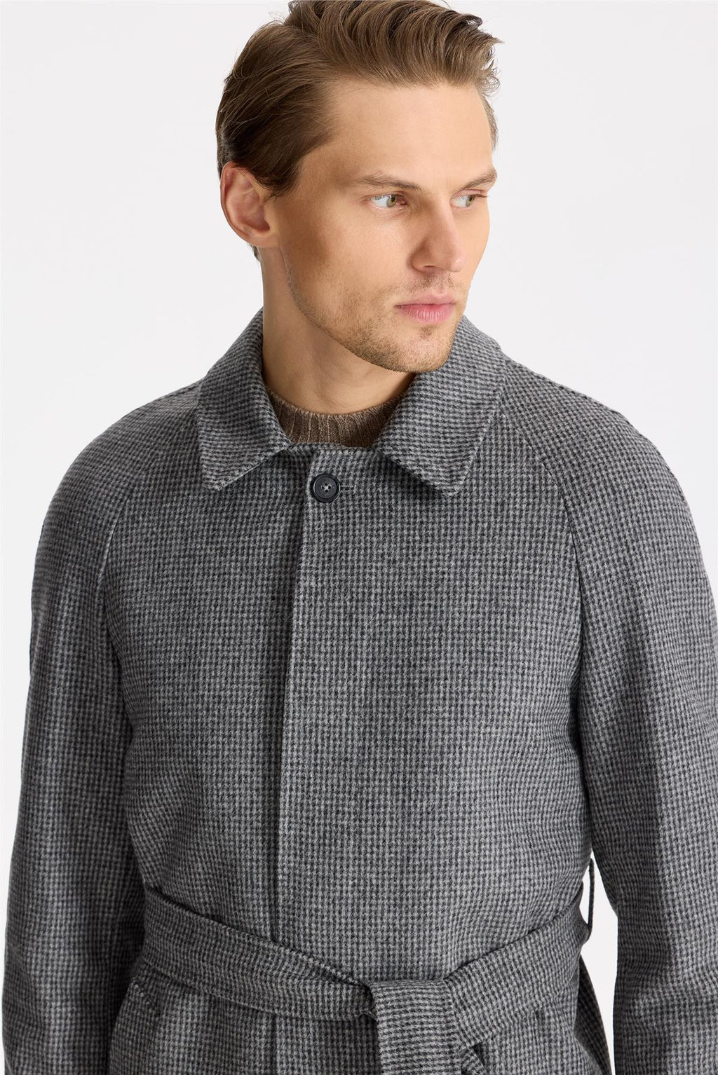 Füme Raglan Yün Kaşmir Palto - Image 4