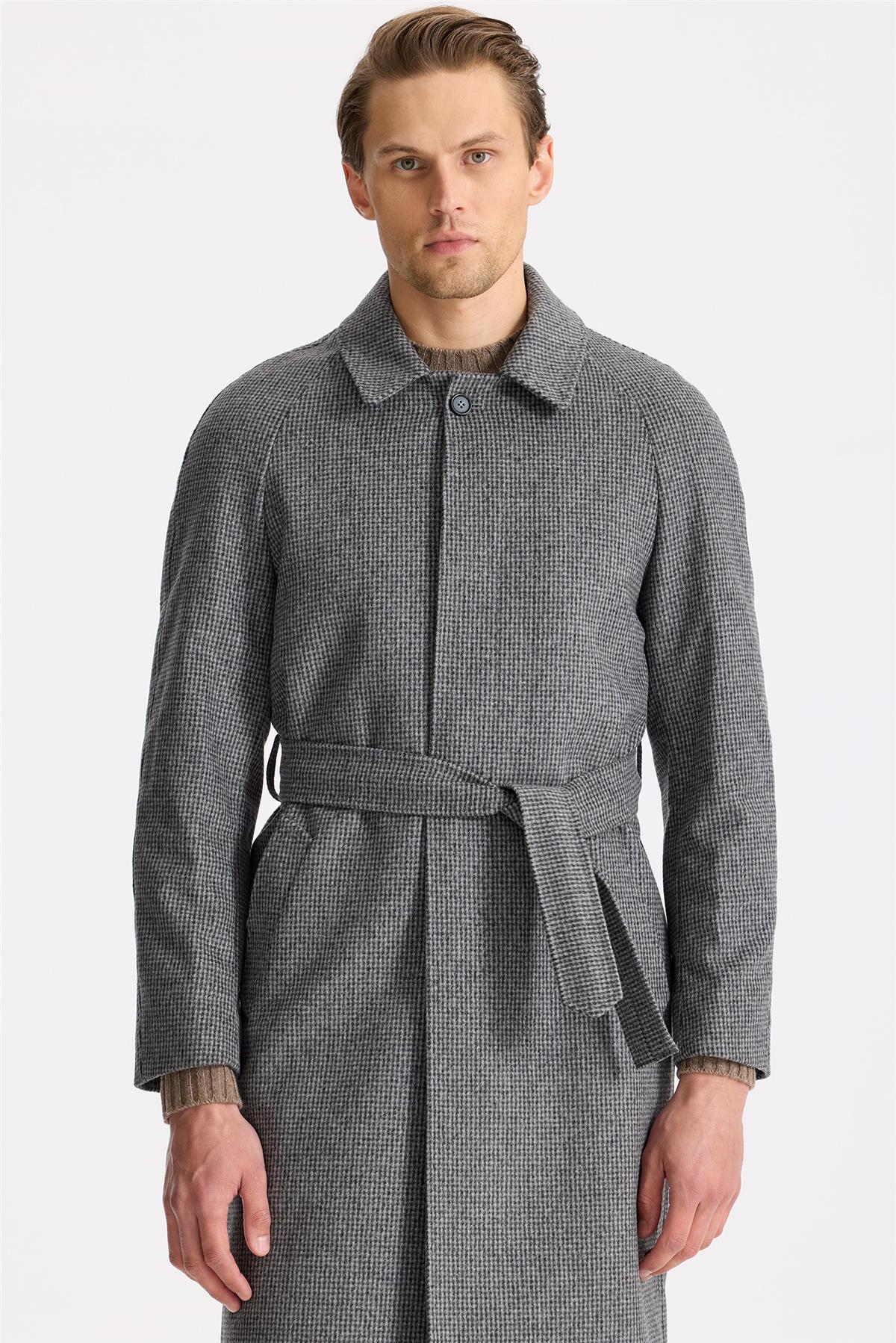 Füme Raglan Yün Kaşmir Palto - Image 2