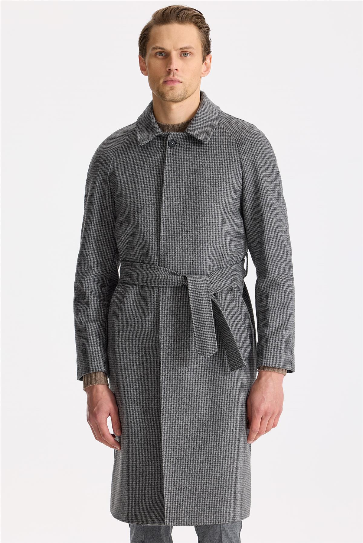 Füme Raglan Yün Kaşmir Palto - Image 3