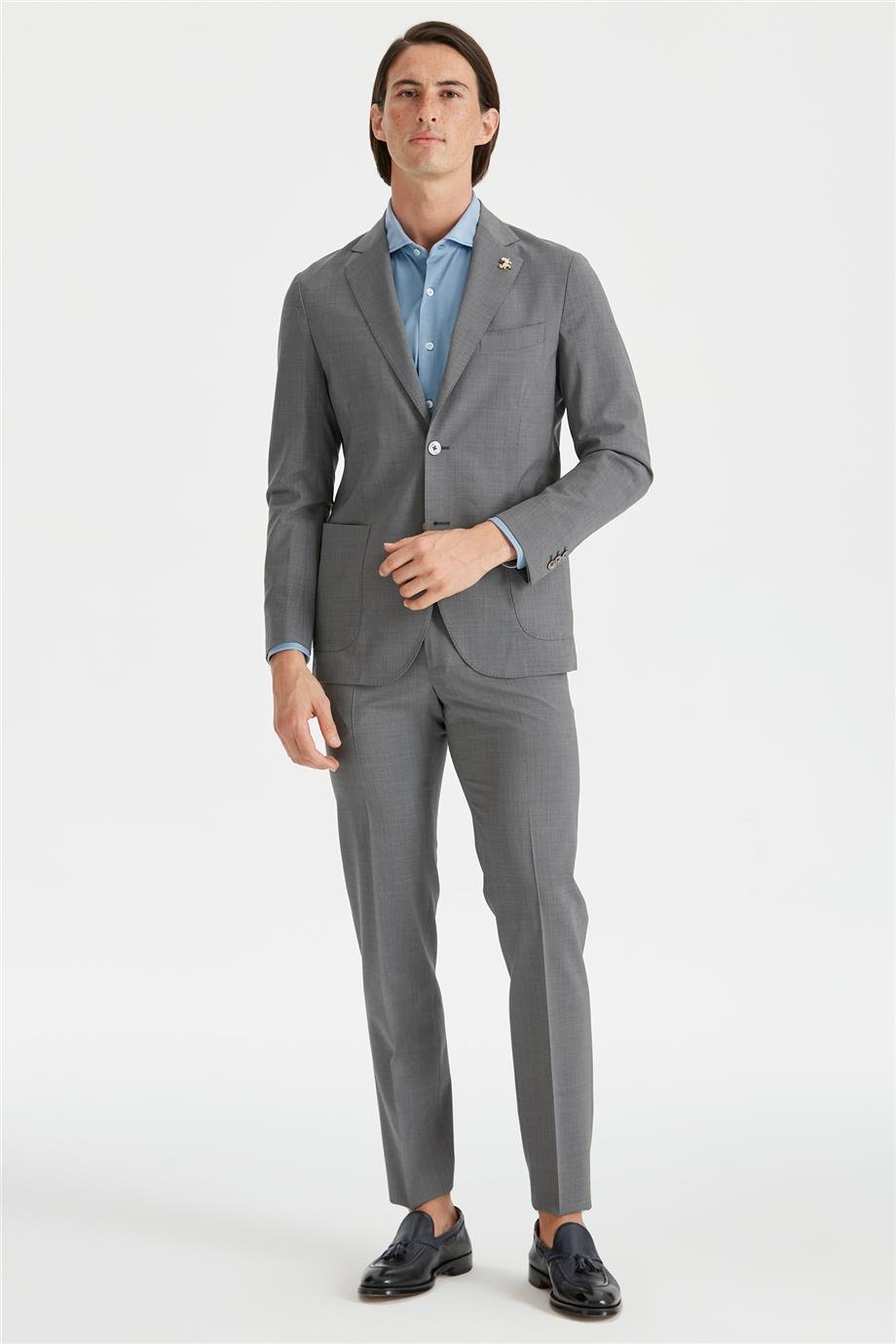 Gri Astarsız Yün Takım Elbise - Image 2