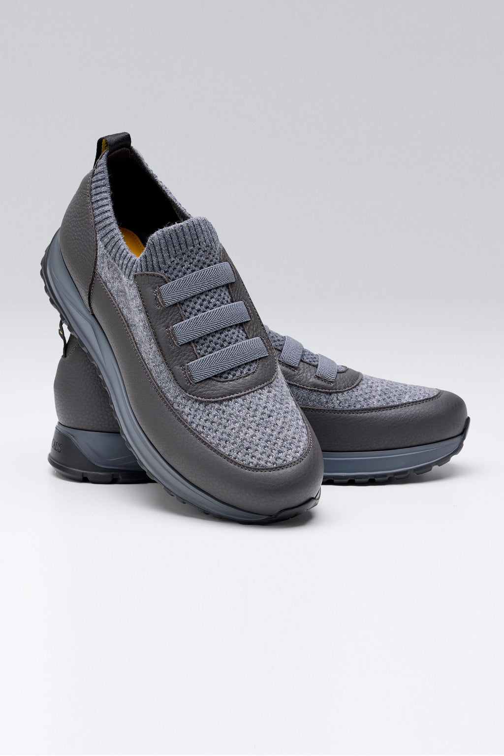 Gri Bağcıksız Örgü Deri Sneaker - Image 5