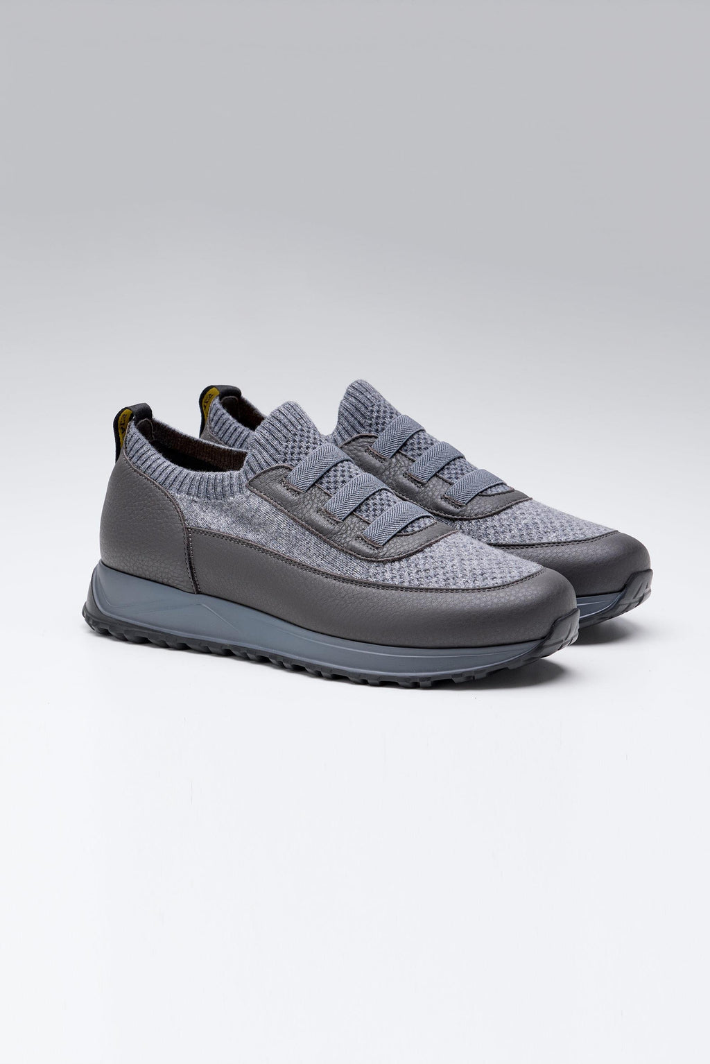 Gri Bağcıksız Örgü Deri Sneaker - Image 3