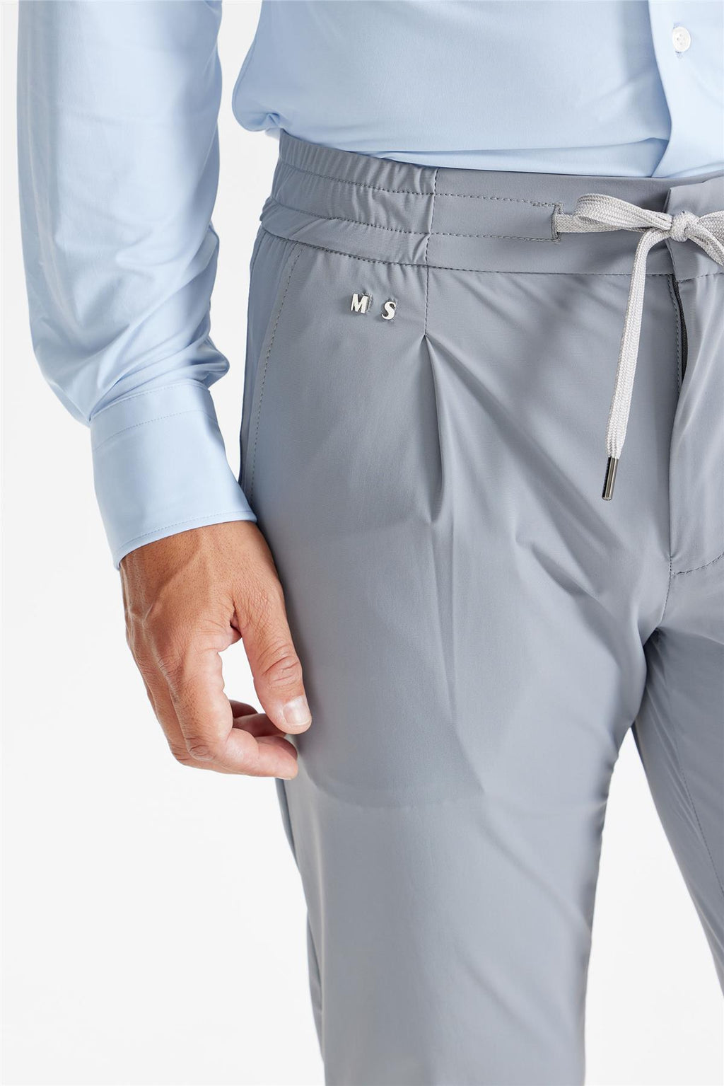 Gri Beli Kordonlu Teknik Pantolon - 4