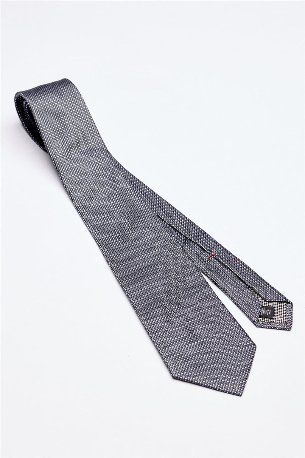 Gri Beyaz Desenli 5 Fold İpek Kravat - Image 1