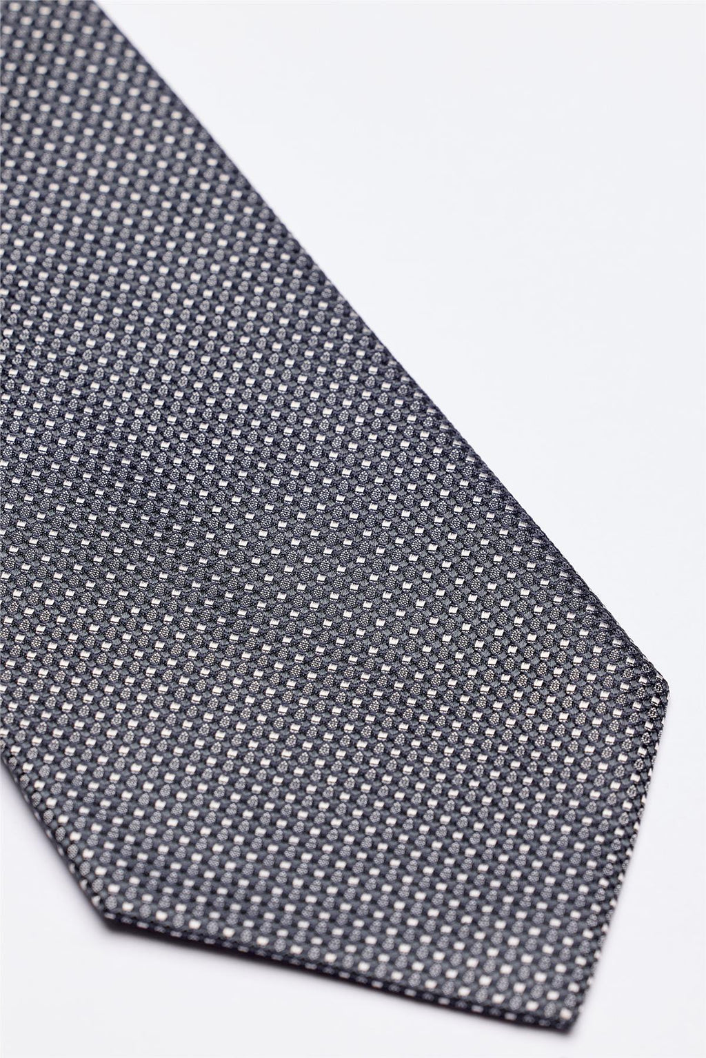 Gri Beyaz Desenli 5 Fold İpek Kravat - Image 3