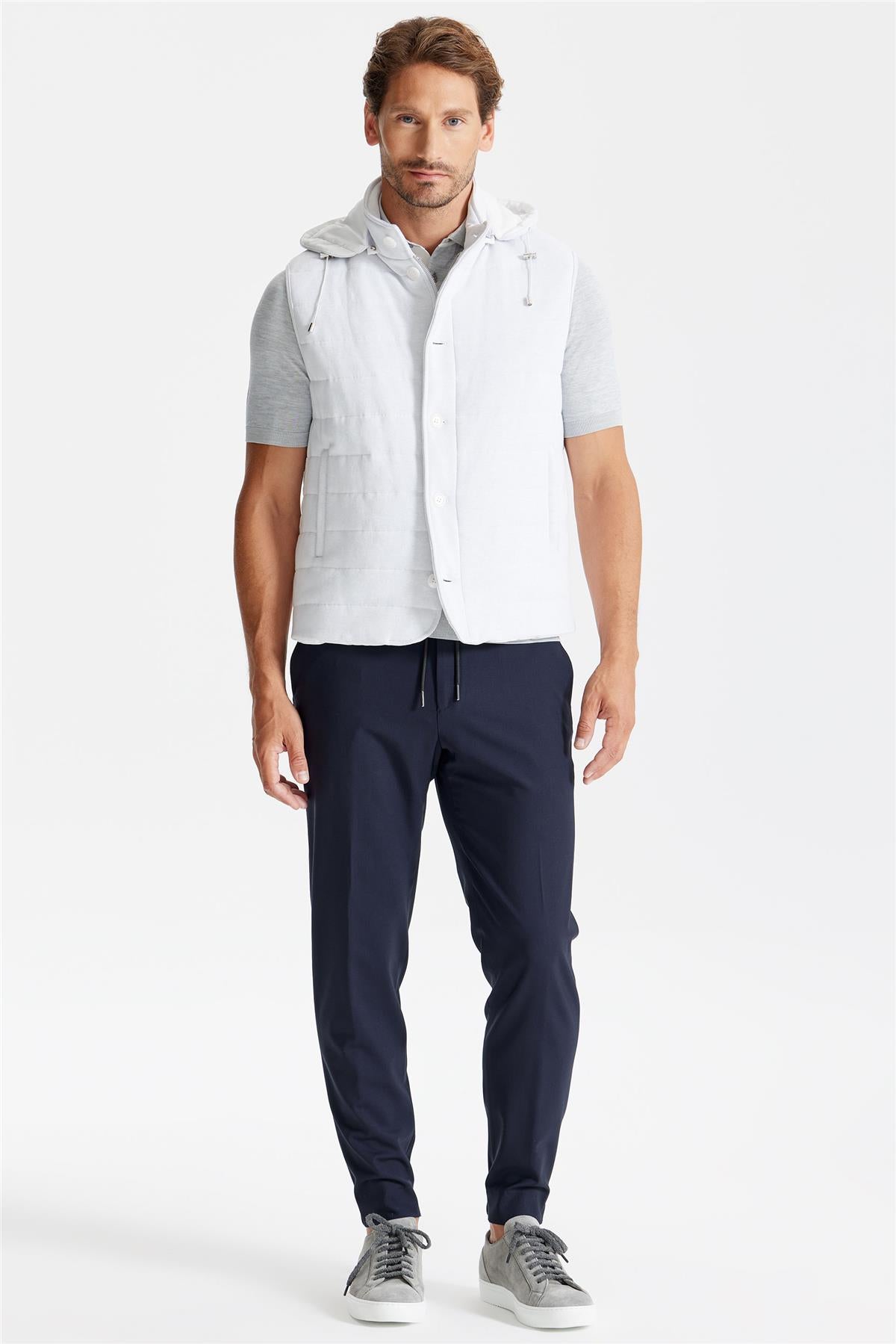 Gri Beyaz Pamuk Spor Yelek - Image 2