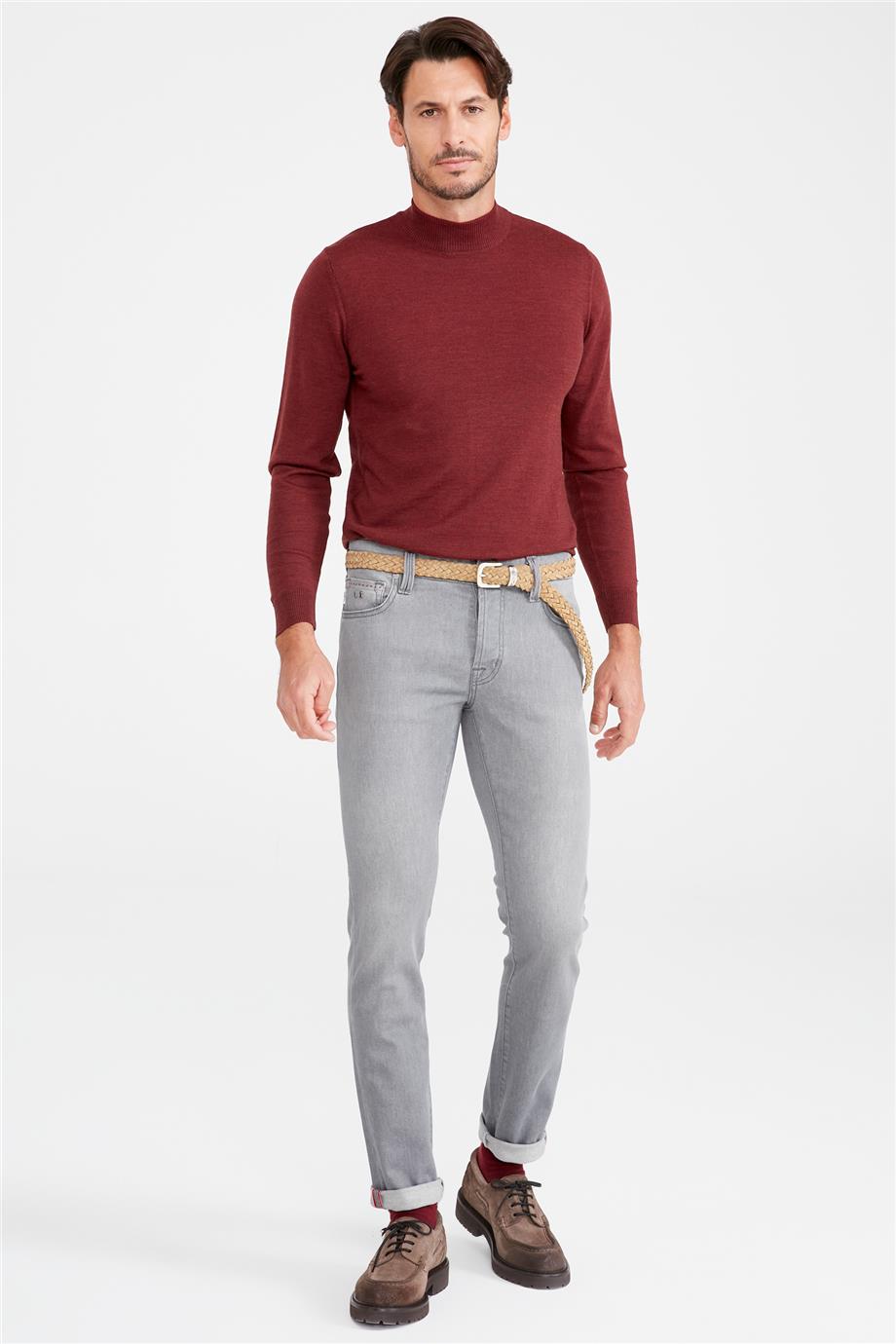 Gri Denim Pantolon - 1