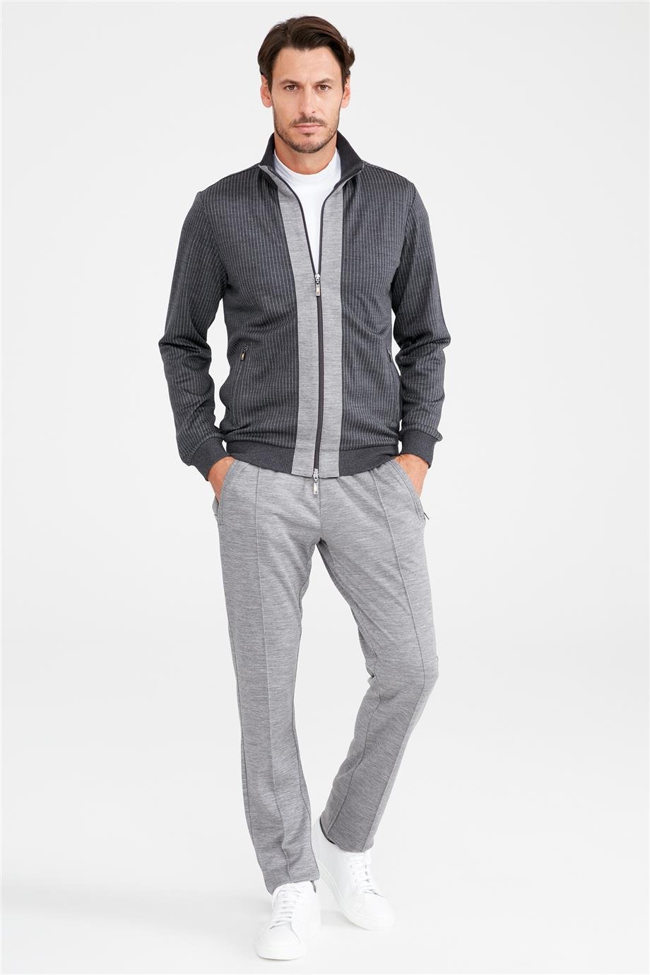 Gri Erkek Yün Eşofman Takımı - Image 5